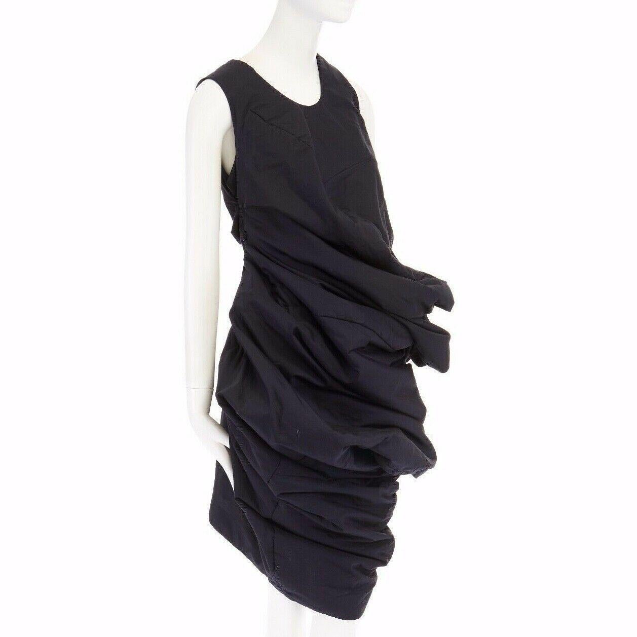 Women's runway COMME DES GARCONS SS1997 Lumps Bumps black circle cut asymmetric dress S