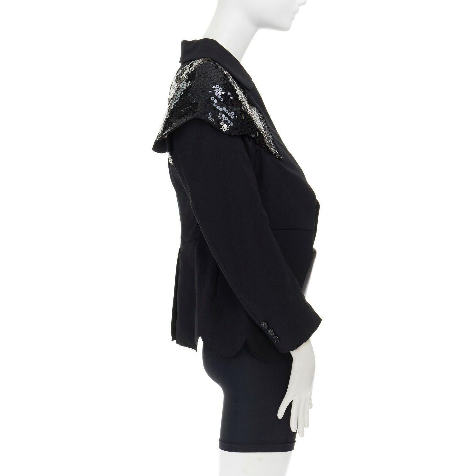 runway COMME DES GARCONS SS2010 sequins brocade blazer biker shorts belt set In Excellent Condition For Sale In Hong Kong, NT