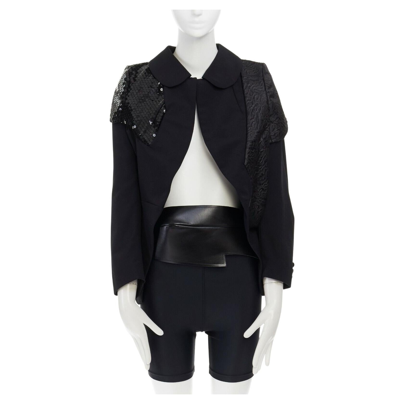 runway COMME DES GARCONS SS2010 sequins brocade blazer biker shorts belt set For Sale