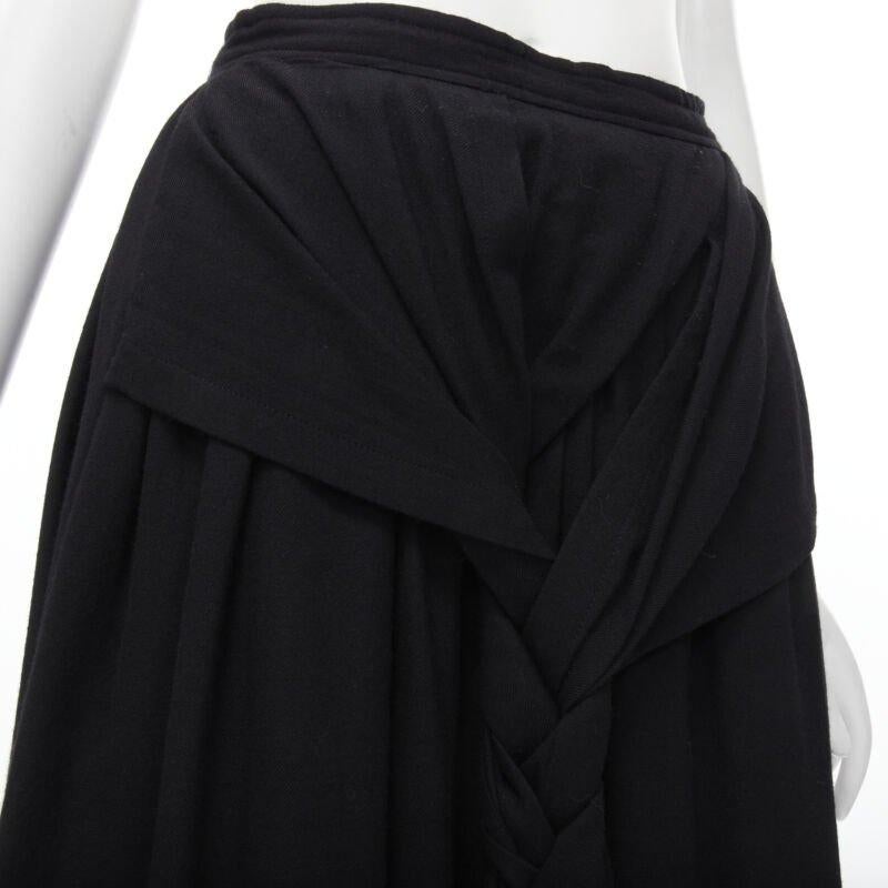Runway COMME DES GARCONS Vintage 1988 black wool braid red embroidery skirt M For Sale 2