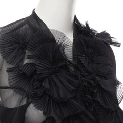 Runway COMME DES GARCONS Vintage 1990 black sheer pleated ruffle bomber jacket S
