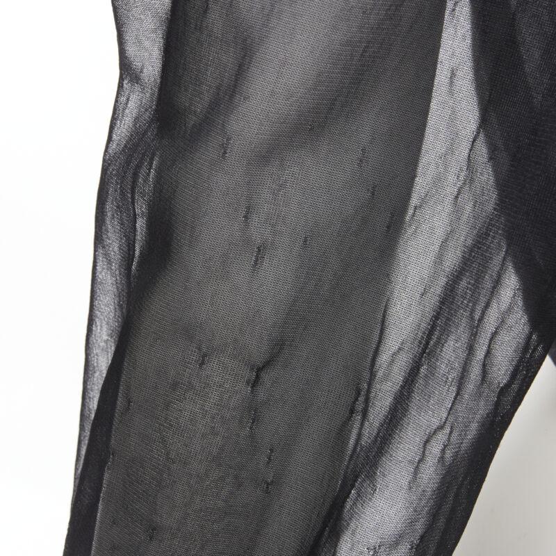 Runway COMME DES GARCONS Vintage 1990 black sheer pleated ruffle bomber jacket S For Sale 4