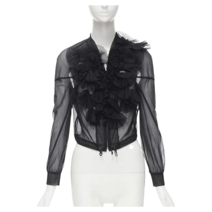 Runway COMME DES GARCONS Vintage 1990 bomber nero a pieghe con volant S