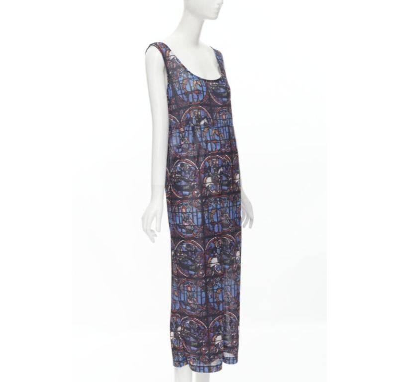 Gray Runway COMME DES GARCONS Vintage 1990 Church Stained Glass print jumpsuit M For Sale