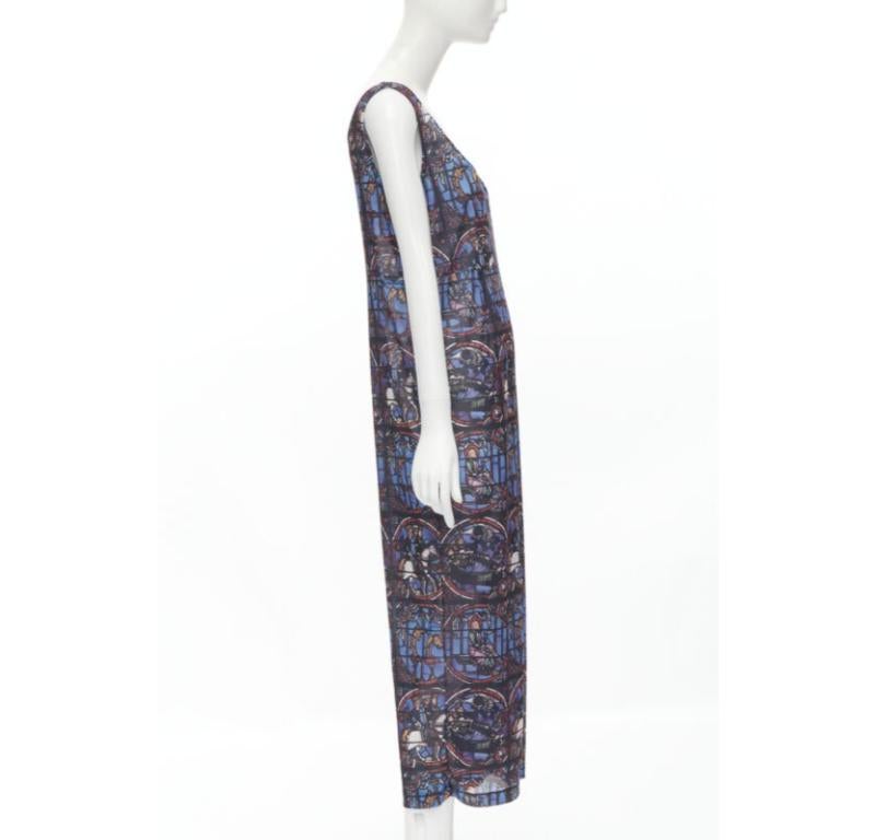 Runway COMME DES GARCONS Vintage 1990 Church Stained Glass print jumpsuit M In Excellent Condition For Sale In Hong Kong, NT