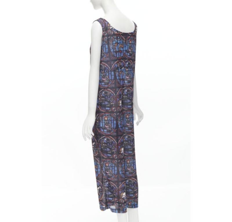 Runway COMME DES GARCONS Vintage 1990 Church Stained Glass print jumpsuit M For Sale 1