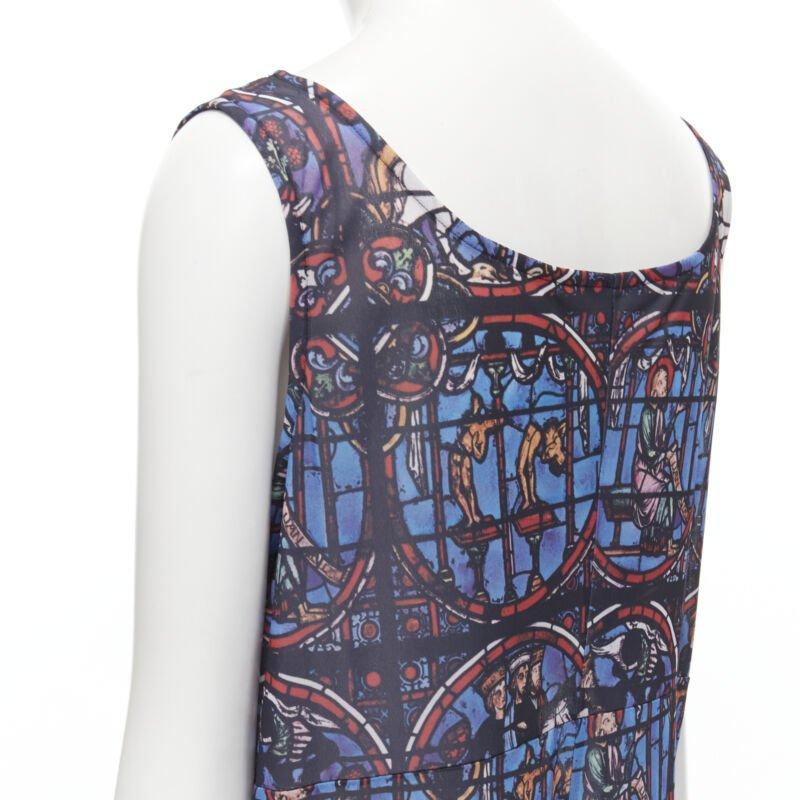 Runway COMME DES GARCONS Vintage 1990 Church Stained Glass print jumpsuit M For Sale 2