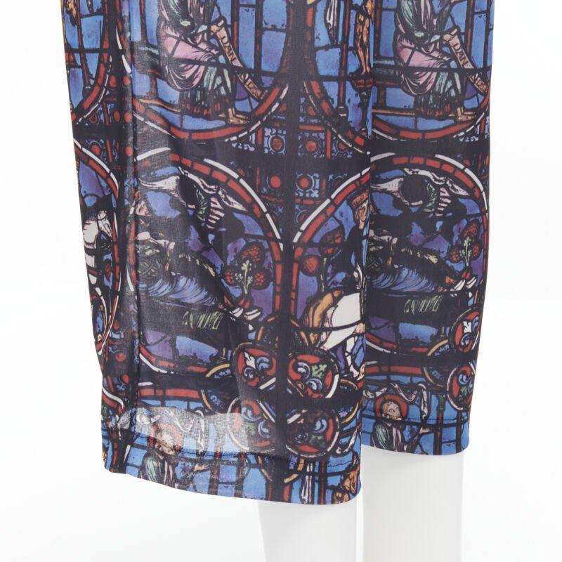 Runway COMME DES GARCONS Vintage 1990 Church Stained Glass print jumpsuit M For Sale 3