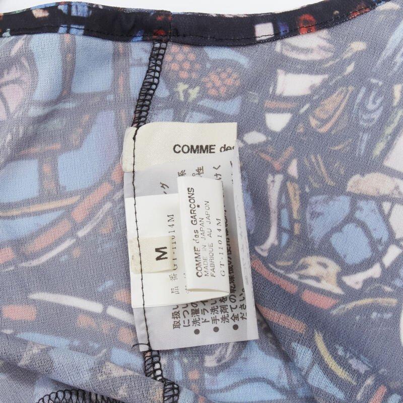 Runway COMME DES GARCONS Vintage 1990 Church Stained Glass print jumpsuit M For Sale 4
