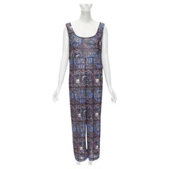 Runway COMME DES GARCONS Vintage 1990 Church Stained Glass print jumpsuit M