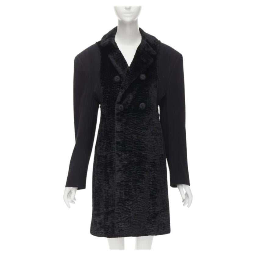 Runway COMME DES GARCONS Vintage 1993 faux fur deconstructed oversized coat XL For Sale