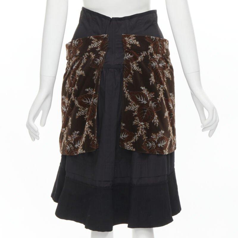 Runway COMME DES GARCONS Vintage brown velvet floral mesh coat corset skirt  S For Sale 2