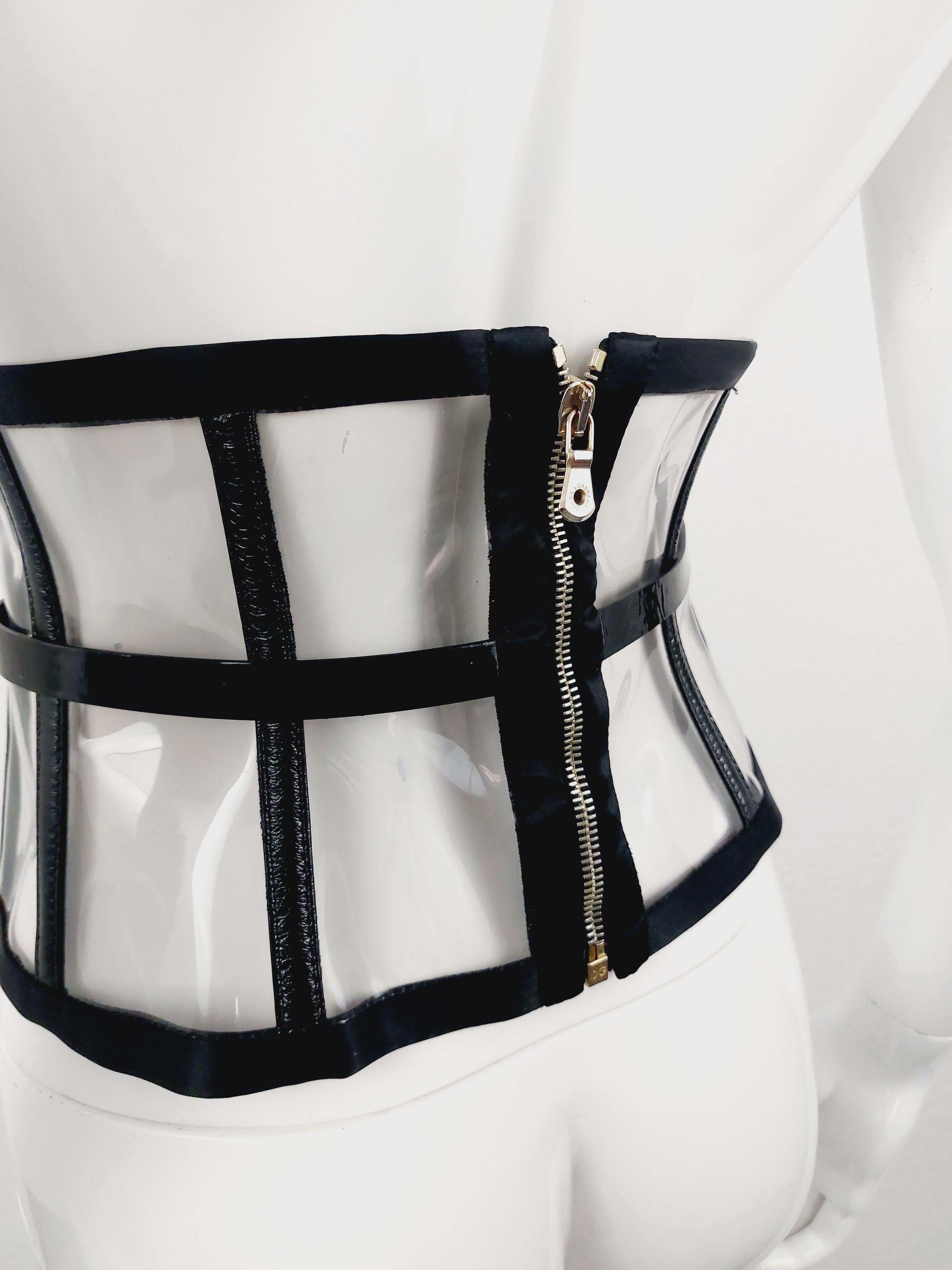 Runway Dolce & Gabbana 2007 SS PVC Plastic Clear Bondage BDSM Belt  Waist Corset For Sale 5