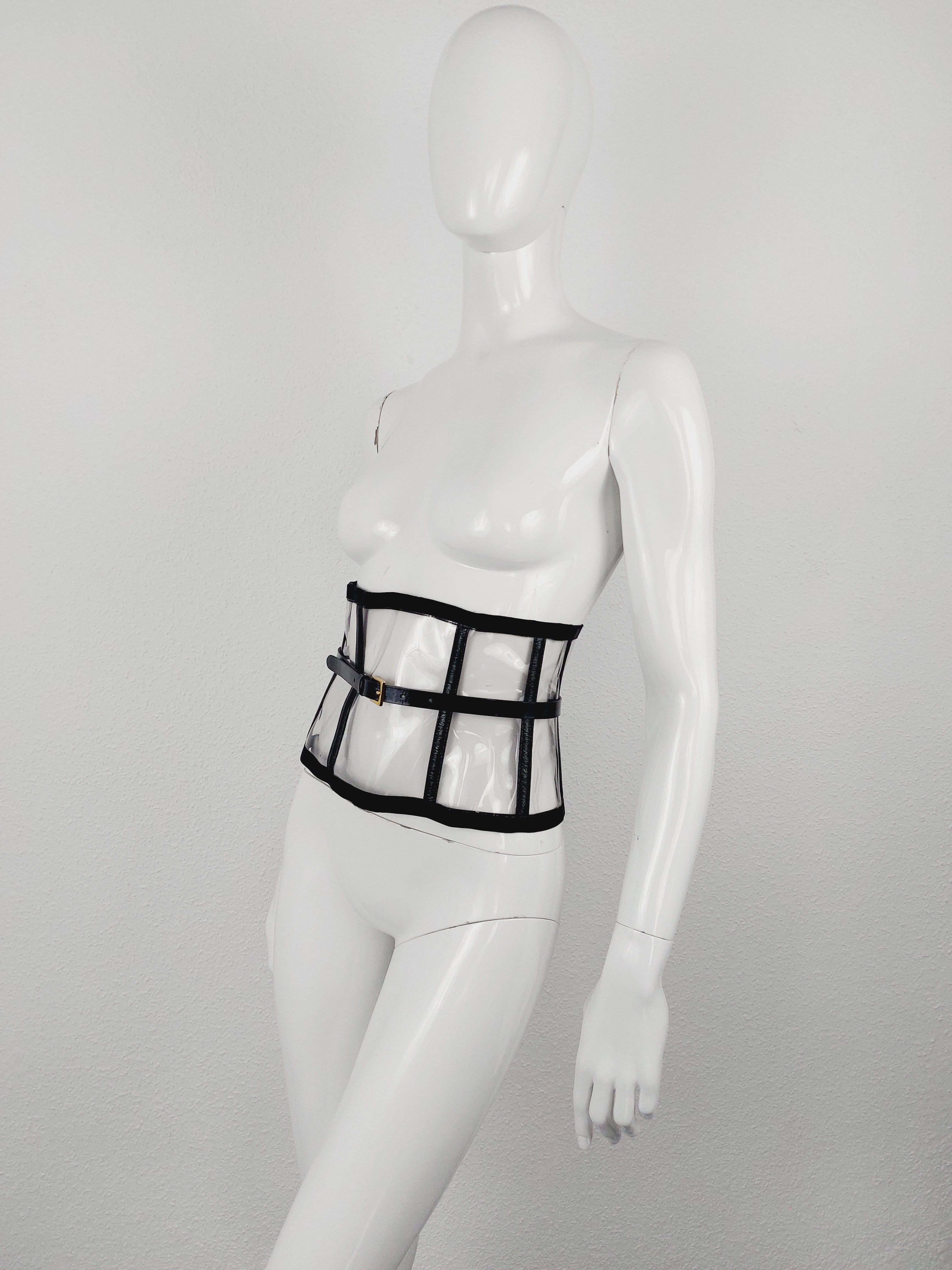 Runway Dolce & Gabbana 2007 SS PVC Plastic Clear Bondage BDSM Belt  Waist Corset In Excellent Condition For Sale In PARIS, FR
