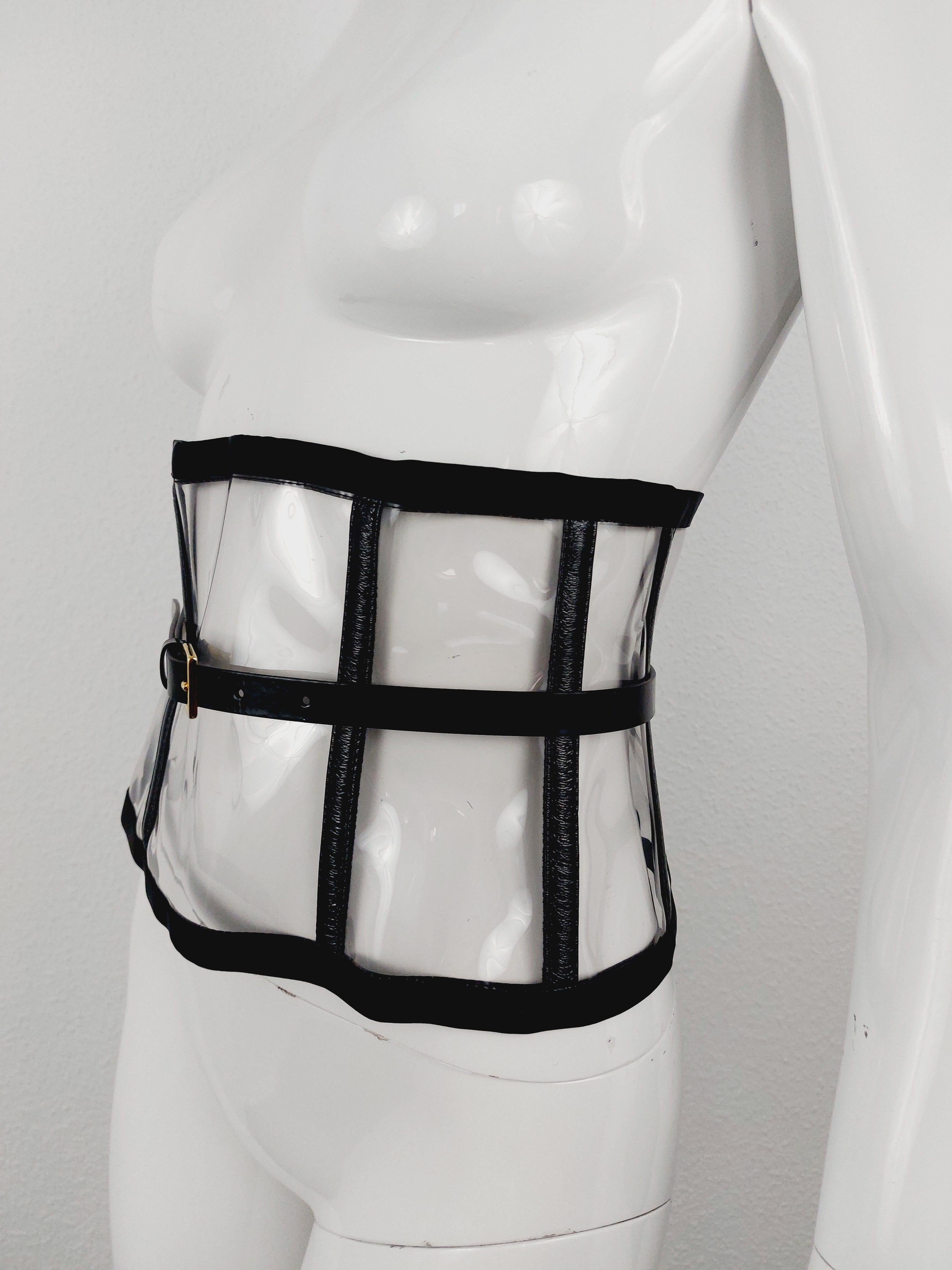 Women's Runway Dolce & Gabbana 2007 SS PVC Plastic Clear Bondage BDSM Belt  Waist Corset For Sale