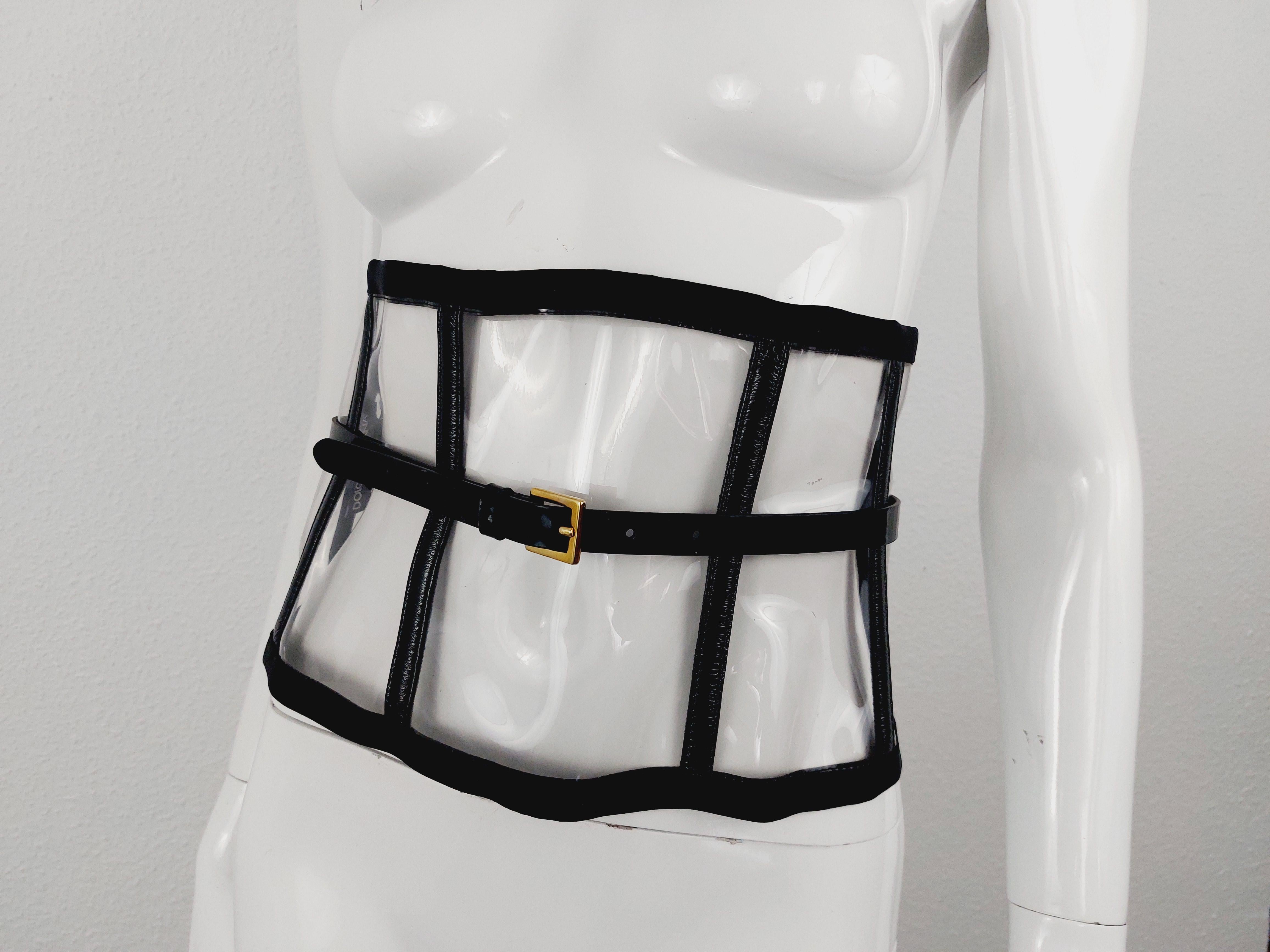 Runway Dolce & Gabbana 2007 SS PVC Plastic Clear Bondage BDSM Belt  Waist Corset For Sale 1