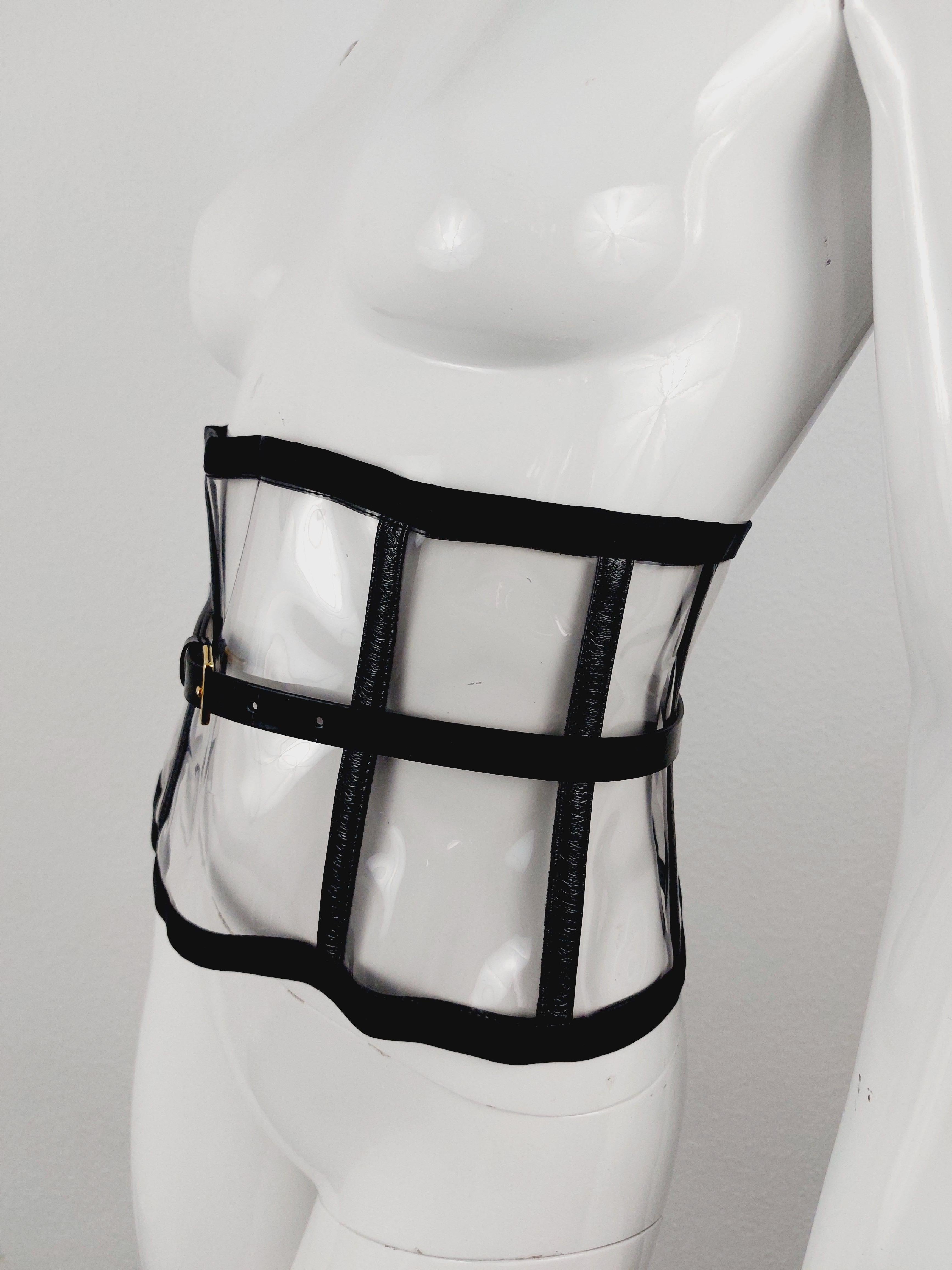 Runway Dolce & Gabbana 2007 SS PVC Plastic Clear Bondage BDSM Belt  Waist Corset For Sale 4