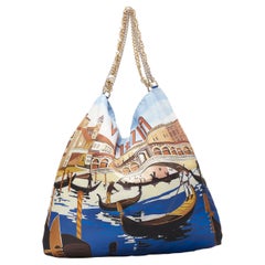 runway DOLCE GABBANA Anita Venezia print multi pearl chain shoulder tote bag