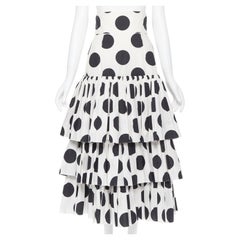 runway DOLCE GABBANA black white polka dot Flamenco flared skirt IT38 26"