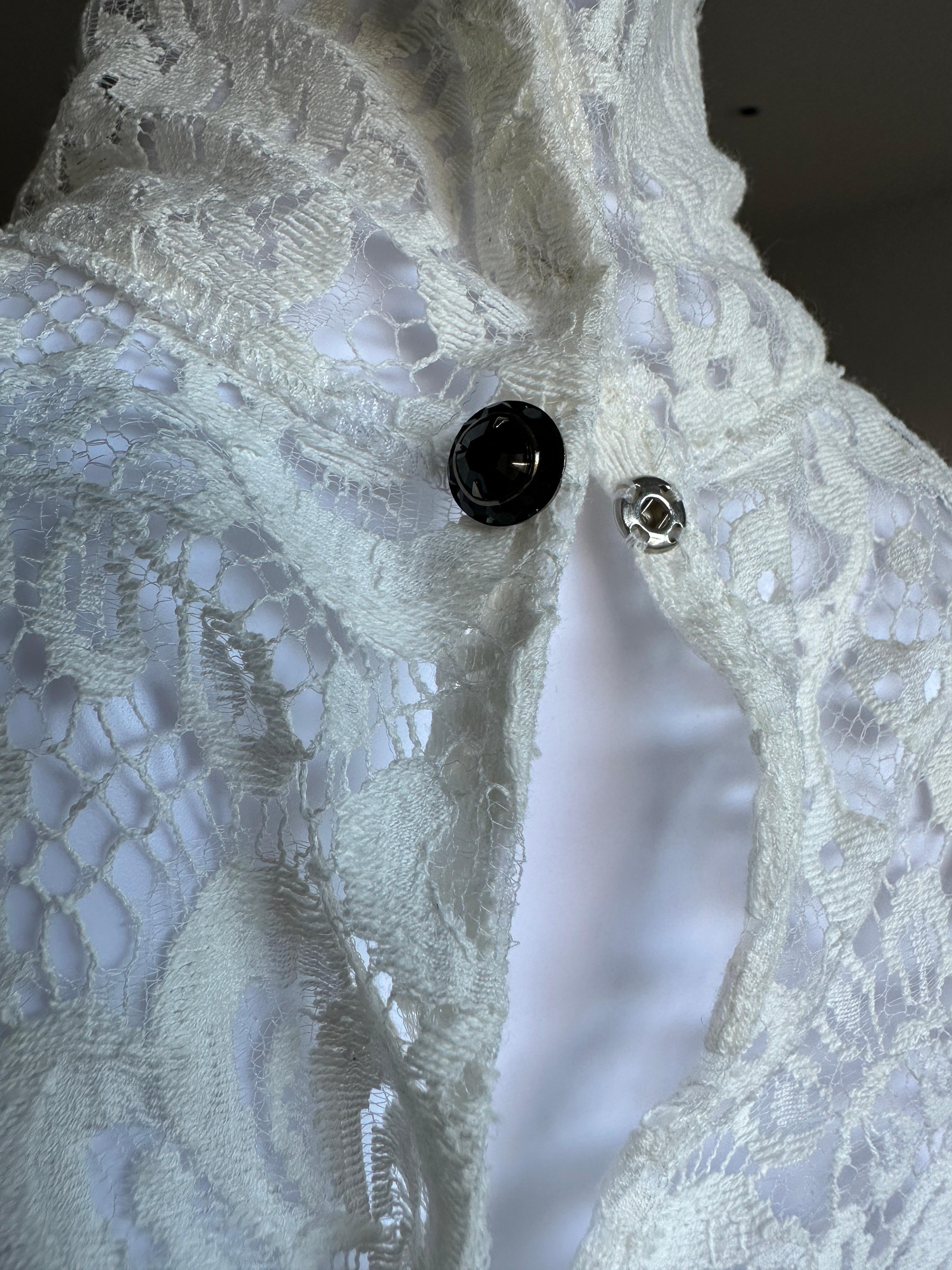 Défilé Dolce & Gabbana SS 2010 - Haut en dentelle avec franges, taille M  Pour femmes en vente