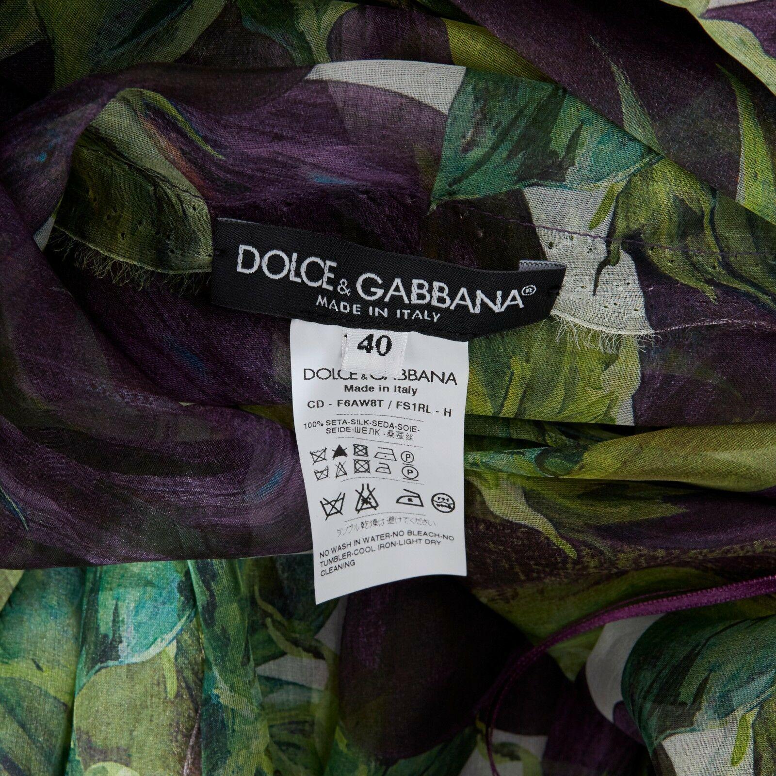 runway DOLCE GABBANA SS12 eggplant print silk organza dress IT40 US2 UK8 FR36 S 3