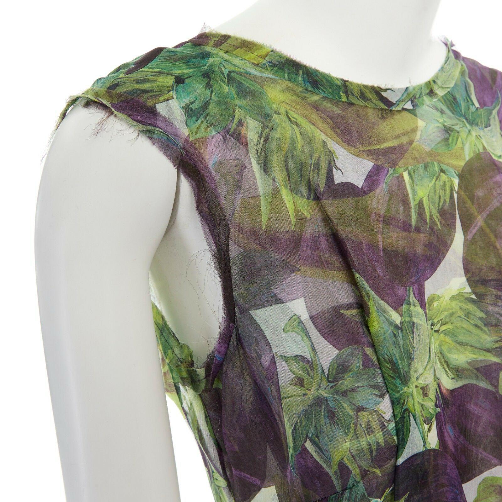 Women's runway DOLCE GABBANA SS12 eggplant print silk organza dress IT40 US2 UK8 FR36 S