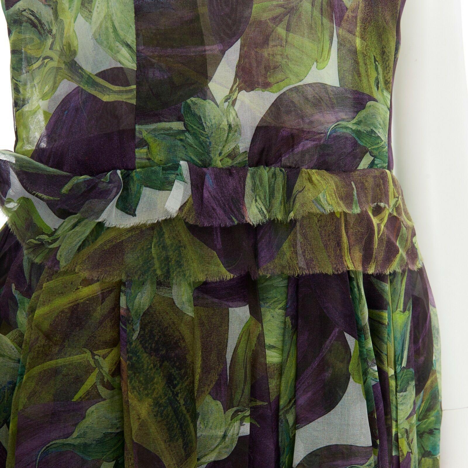 runway DOLCE GABBANA SS12 eggplant print silk organza dress IT40 US2 UK8 FR36 S 1