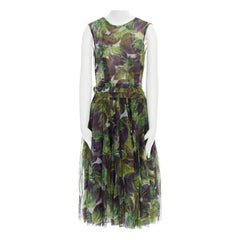 runway DOLCE GABBANA SS12 eggplant print silk organza dress IT40 US2 UK8 FR36 S