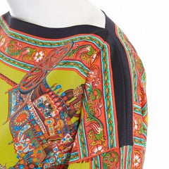 runway DOLCE GABBANA SS13 yellow festival carriage print kaftan silk top IT36 XS