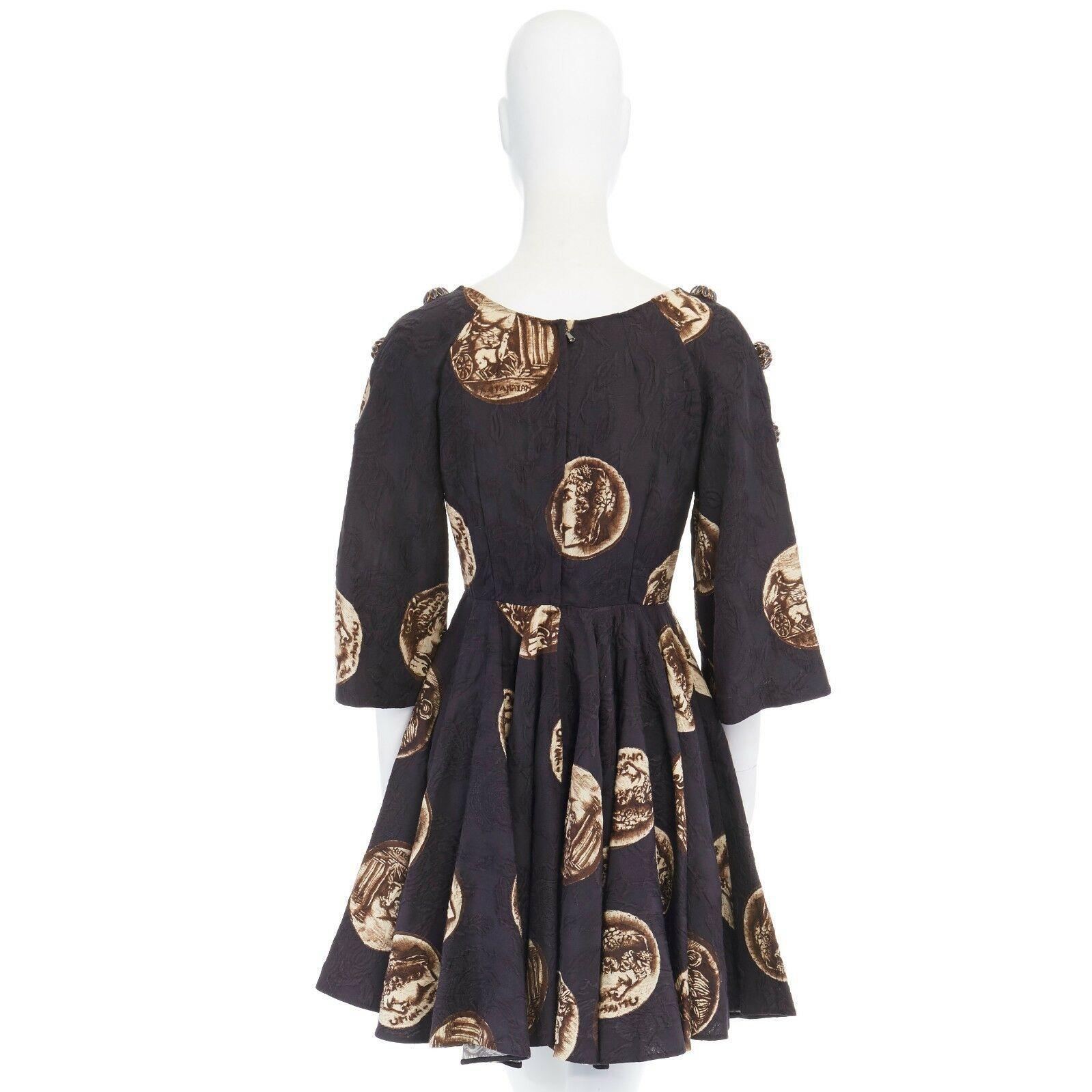 runway DOLCE GABBANA SS14 flower embellish coin print jacquard dress IT36 XS In Excellent Condition In Hong Kong, NT