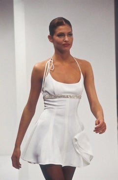 Runway Dolce&Gabbana SS1995 black mini dress with crystals trim size M