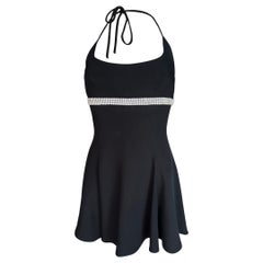 Runway Dolce&Gabbana SS1995 black mini dress with crystals trim size M