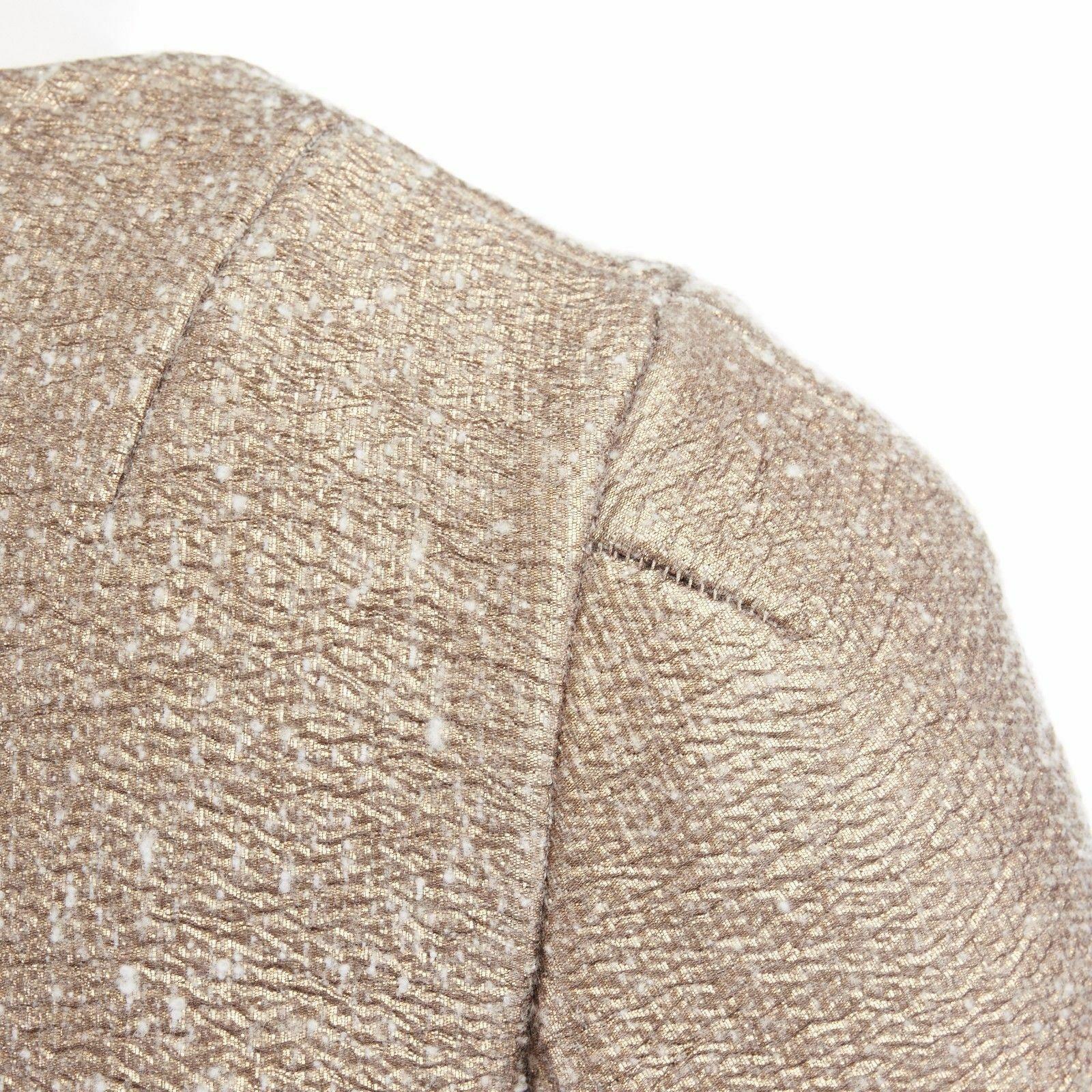runway DRIES VAN NOTEN 2015 gold coated wool fringe hem sweater top FR36 XS 1