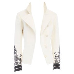 runway DRIES VAN NOTEN AW02 white embroidered wool military jacket FR36 US2 XS