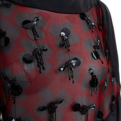 runway DRIES VAN NOTEN black red floral beaded embroidered silk dress FR36 US4 S