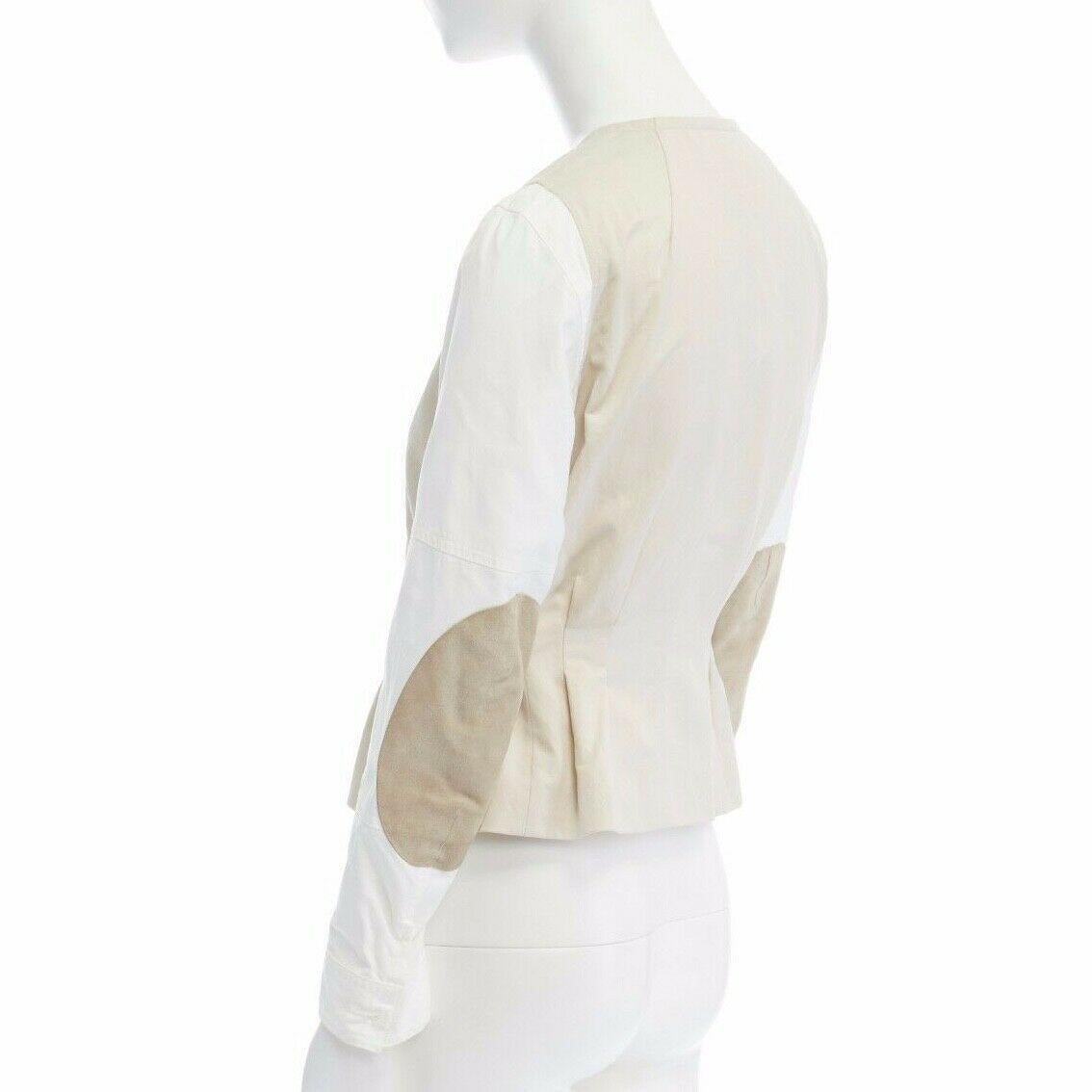 runway DRIES VAN NOTEN cream white contrast sleeve belted bomber jacket FR38 M In Excellent Condition In Hong Kong, NT