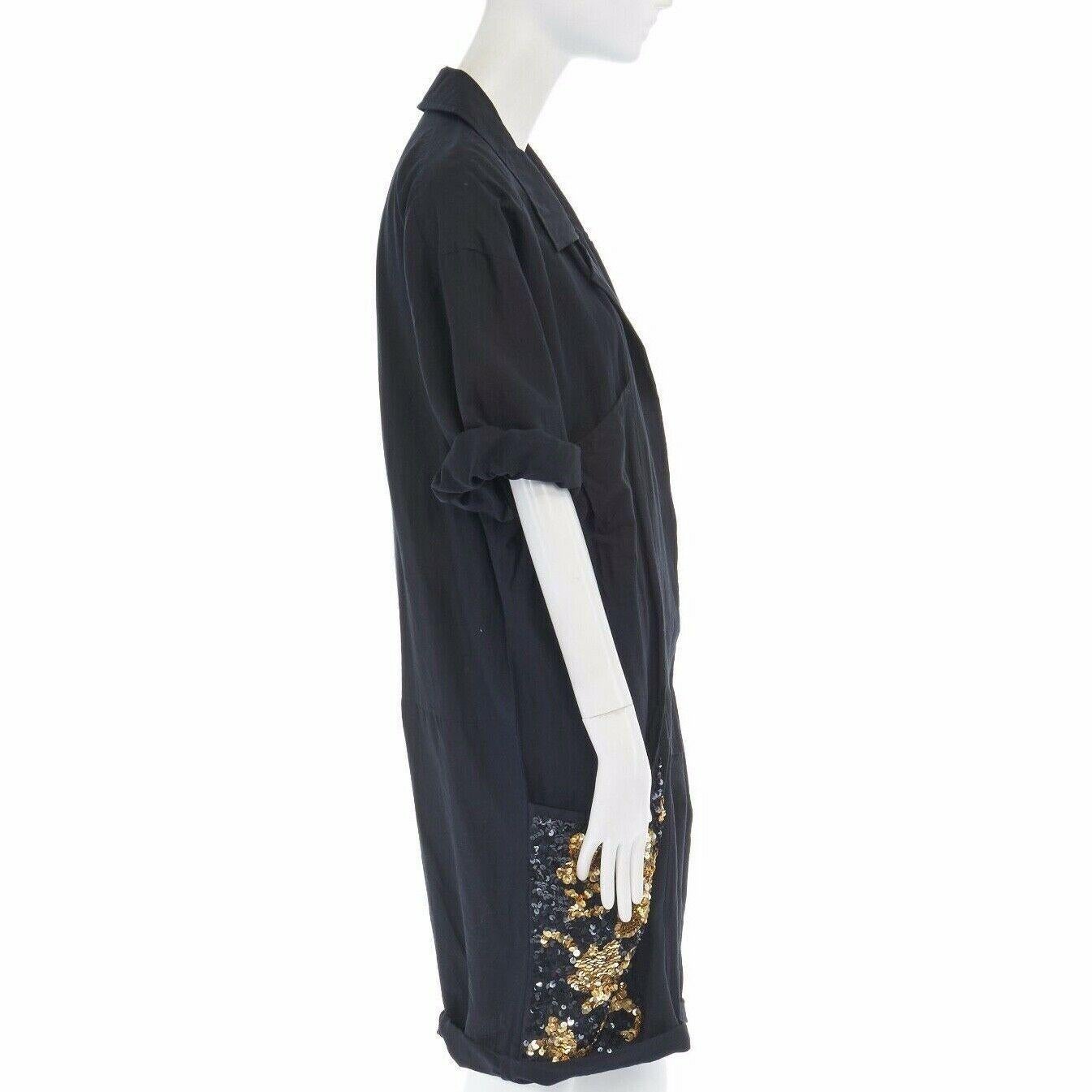 runway DRIES VAN NOTEN gold sequins embellished pocket worker romper jumpsuit S 1