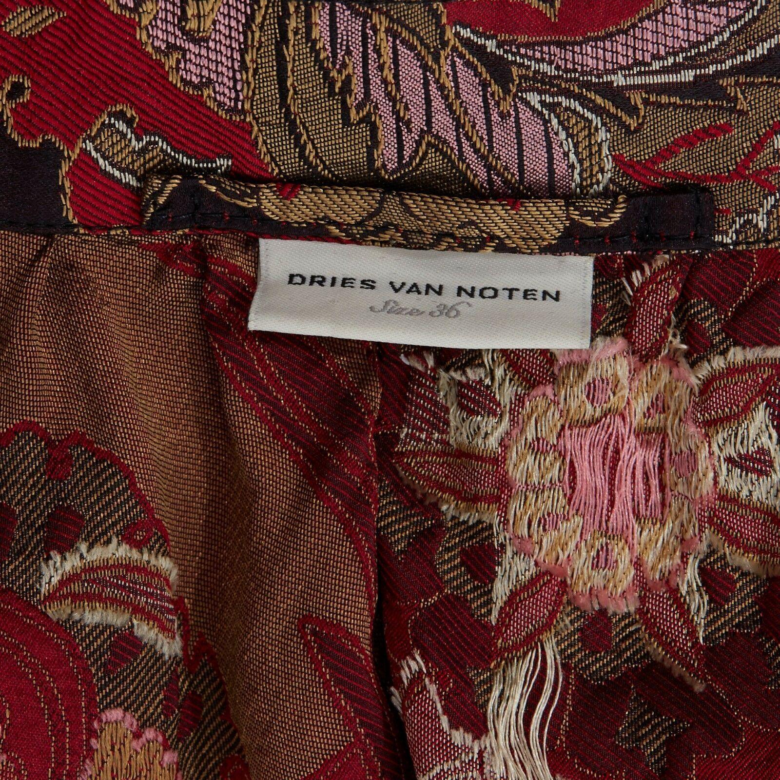 runway DRIES VAN NOTEN oriental floral jacquard raw cropped bolero jacket FR36 S 2