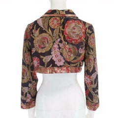 runway DRIES VAN NOTEN oriental floral jacquard raw cropped bolero jacket FR36 S