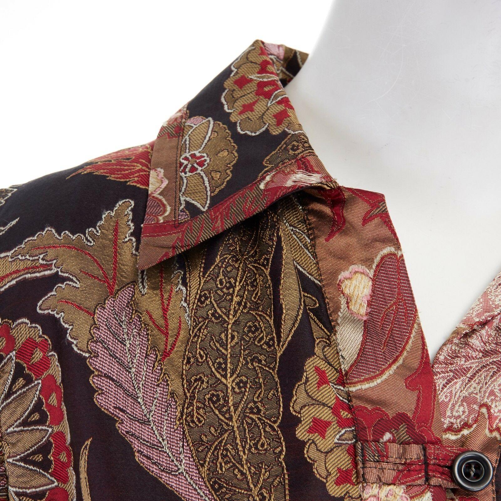 runway DRIES VAN NOTEN oriental floral jacquard raw cropped bolero jacket FR36 S In Excellent Condition In Hong Kong, NT