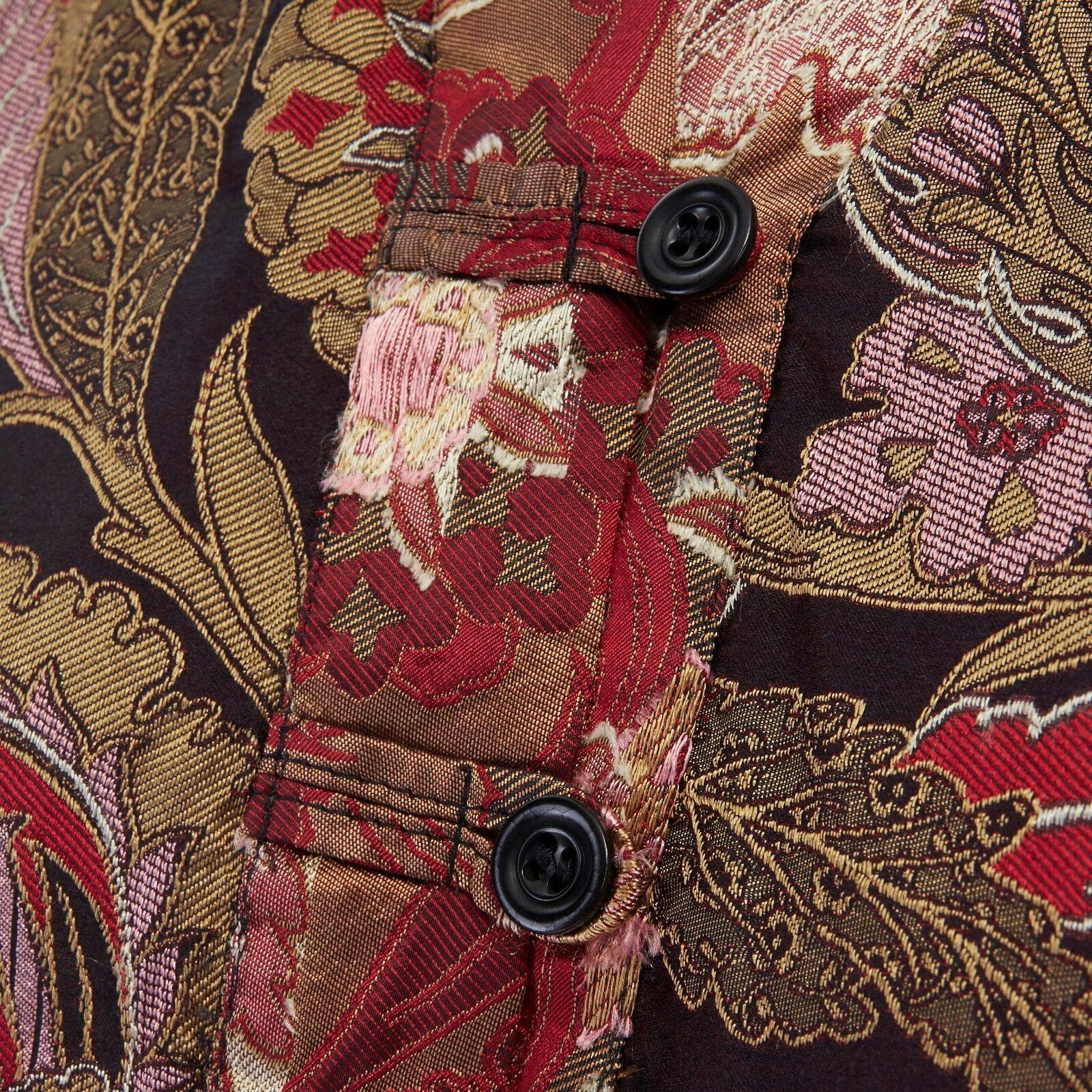 Women's runway DRIES VAN NOTEN oriental floral jacquard raw cropped bolero jacket FR36 S