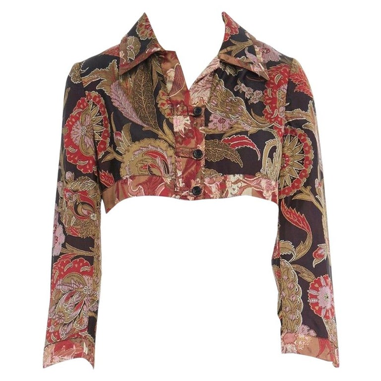 runway DRIES VAN NOTEN oriental floral jacquard raw cropped bolero jacket  FR36 S