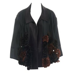 runway DRIES VAN NOTEN SS13 black ruffle floral pailette embellished jacket S