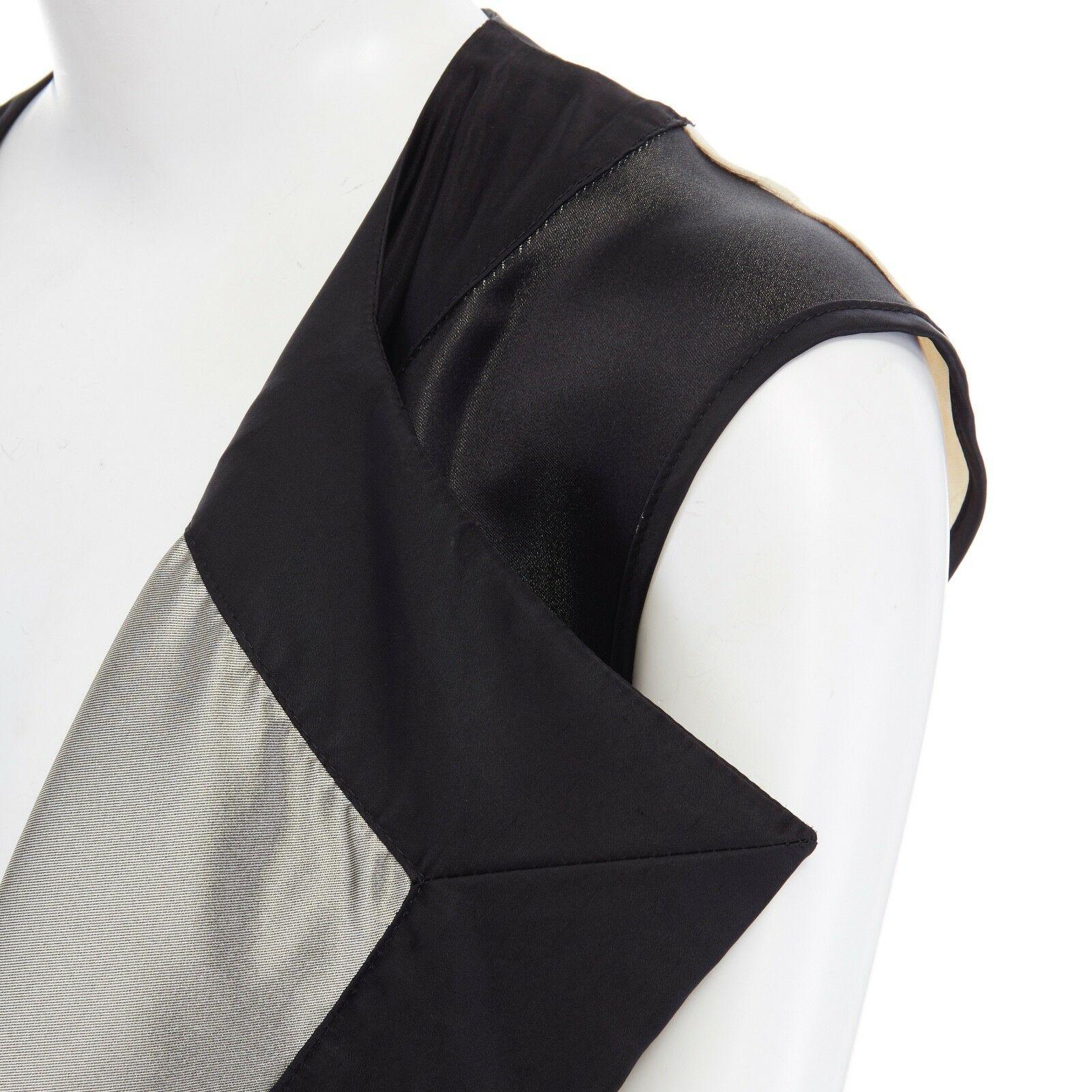 runway DRIES VAN NOTEN SS14 black floral jacquard silk cotton back belted vest S 5