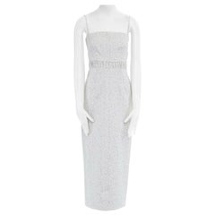 runway EMILIA WICKSTEAD Claire grey pebbled fitted cocktail midi dress US4 S