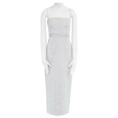 EMILIA WICKSTEAD Robe de cocktail midi de défilé Claire grise à bulles et ajustée taille US 4 S