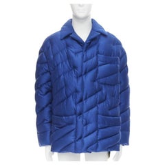 Runway FENDI 2021 Runway 100% silk blue logo goose down puffer jacket IT48 M