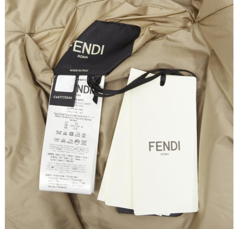 Veste de défilé FENDI 2021 Runway 100 % soie bleue avec logo en daim IT50 L en vente 3