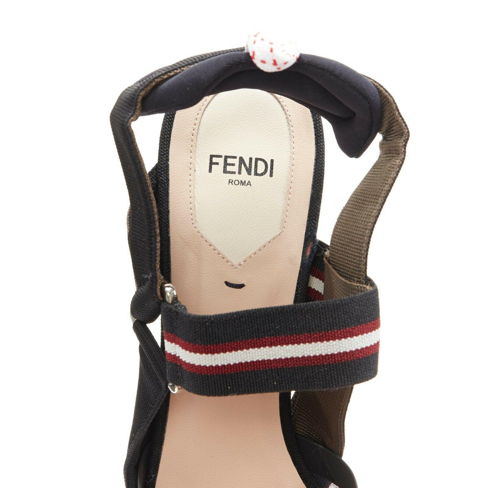runway FENDI Colibri monogram mesh sportswear strap sculpted heel pump EU40 3