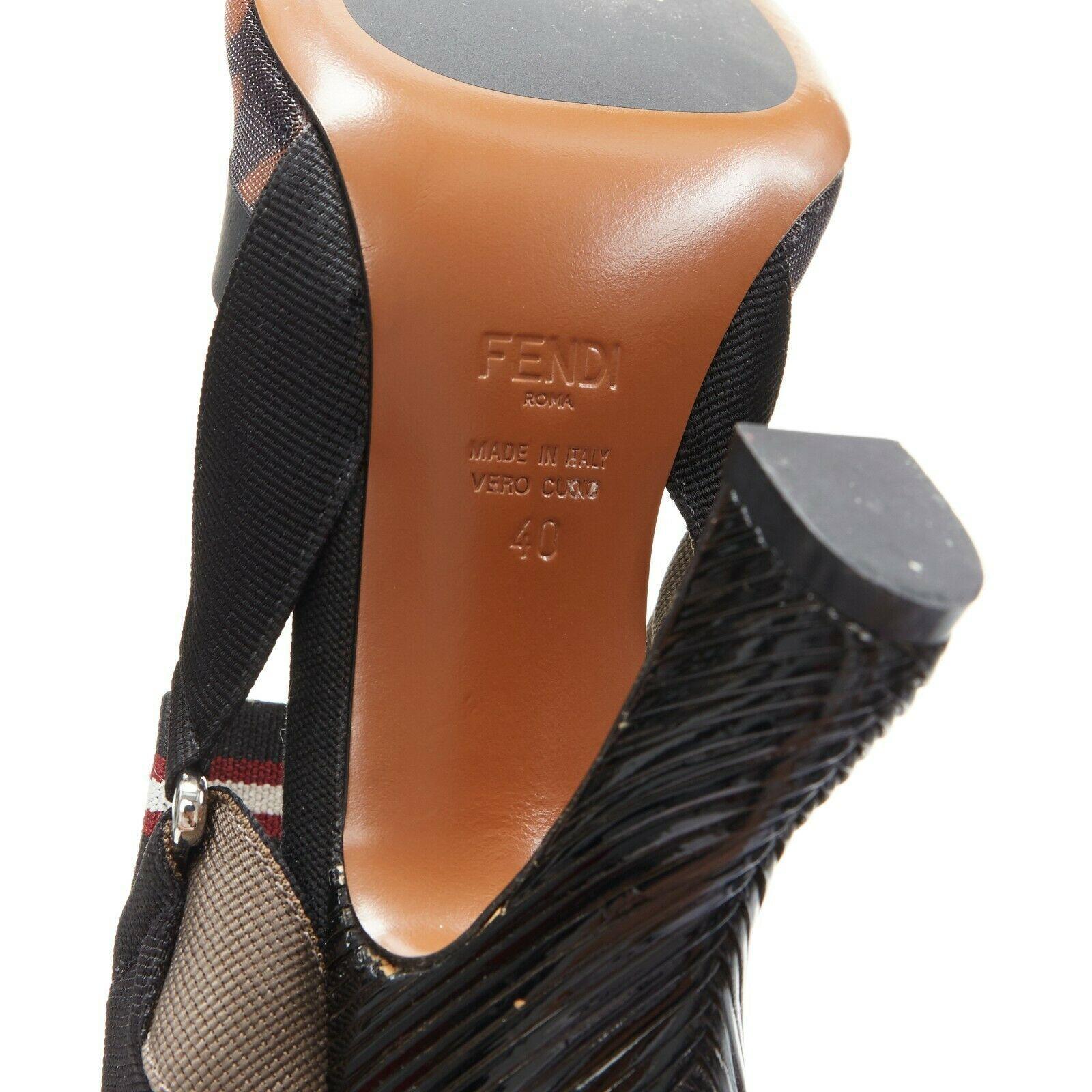 runway FENDI Colibri monogram mesh sportswear strap sculpted heel pump EU40 4